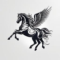 Angel Horse Tattoo - Combine celestial and equestrian elements with an angel horse tattoo, symbolizing grace, protection, and the divine connection between horses and heavenly beings.  simple tattoo,minimalist,white background