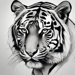 drawing of a Bengal tiger  minimal rough sketch scribbles,doodles,black and white