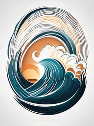 Three Wave Tattoo - Explore symbolism with a tattoo featuring the number three and wave elements.  simple vector color tattoo,minimal,white background