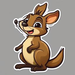 Wallaby cartoon - small, hopping marsupial  cartoon sticker style