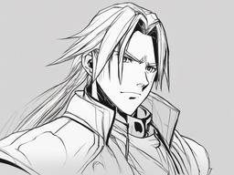 drawing of Edward Elric anime  minimal rough sketch scribbles,doodles,black and white