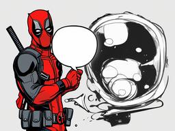 drawing of Deadpool holding a speech bubble  minimal rough sketch scribbles,doodles,black and white