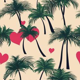 palm tree heart tattoo  simple vector color tattoo