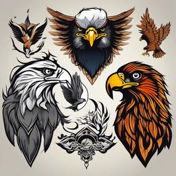 eagle and bear tattoo  simple vector color tattoo