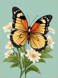 Spring clipart - butterfly fluttering among flowers  