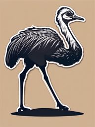 Ostrich Sticker - A tall ostrich with a long neck and powerful legs. ,vector color sticker art,minimal