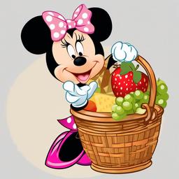 Minnie Mouse clipart - Minnie Mouse with a picnic basket  vector clipart