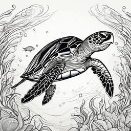 Ocean Turtle Tattoo - Dive into the depths of the ocean with an ocean turtle tattoo, celebrating the beauty, mystery, and diversity of marine life.  simple color tattoo,minimal vector art,white background