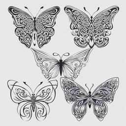 celtic butterfly tattoo designs  simple color tattoo, minimal, white background