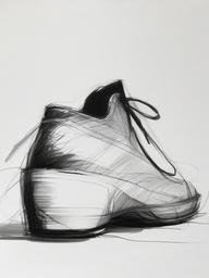 sketch of a shoe  minimal rough sketch scribbles,doodles,black and white