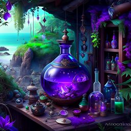 circe, the enchantress, brewing magical potions in her secluded island abode. 