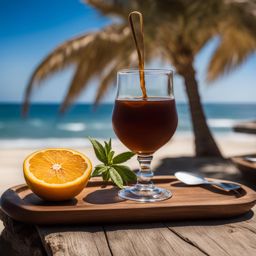 algarrobina at a beachside bar - sipping algarrobina, a sweet syrup made from black carob, at a laid-back beachside bar. 