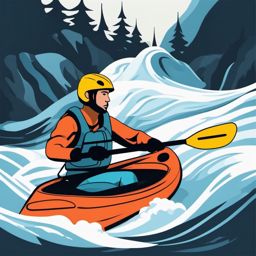 Kayak Adventure Clipart - A kayaker enjoying thrilling whitewater.  color vector clipart, minimal style