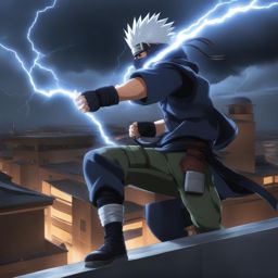 kakashi hatake - engages in a lightning-fast duel on a stormy rooftop. 