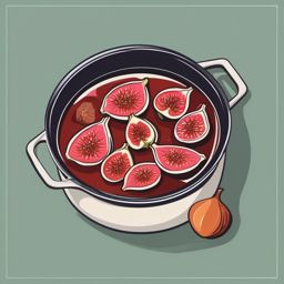 Fig Jam Making Clipart - Pot of figs being cooked for jam.  color vector clipart, minimal style