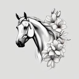 pale horse tattoo magnolia  simple tattoo,minimalist,white background