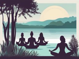 Summer Yoga Retreat clipart - Yoga retreat in nature, ,vector color clipart,minimal