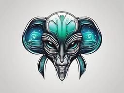 Alien Head Tattoo - Bold representation of extraterrestrial enigma.  simple color tattoo,vector style,white background