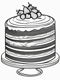 Cake Coloring Pages - Single slice of layered sponge cake  simple coloring pages