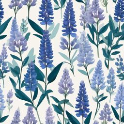 Bleuette Lupine Clip Art - Lupine blooms in soothing blue shades,  color vector clipart, minimal style