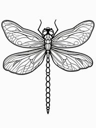 Dragon Fly Tattoo Outline - Outline-style tattoo featuring a dragonfly design.  simple color tattoo,minimalist,white background