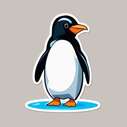 Penguin Sticker - An adorable penguin waddling on ice, ,vector color sticker art,minimal