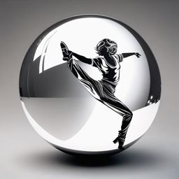 Dynamic Disco Dancer - Capture the movement and energy of a disco dancer in the reflection of a spinning disco ball.  minimal tattoo style, white background