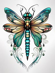 dragonfly fairy tattoo  simple color tattoo style,white background