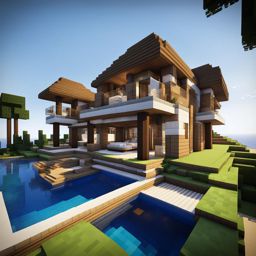 beachfront villa with views of the ocean - minecraft house design ideas minecraft block style