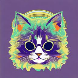 cute cat catnip madness  t shirt in the style of vector graphics,solid shapes, earthtone colors, adobe illustrator