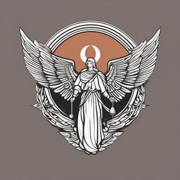Guardian Angel Dad Tattoo - Pay tribute to your father with a guardian angel tattoo.  minimalist color tattoo, vector