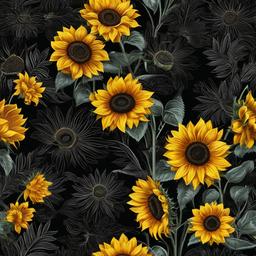 Sunflower Background Wallpaper - black background sunflower  