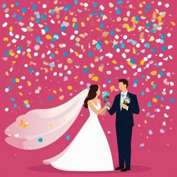 Wedding Confetti clipart - Throwing confetti at the newlyweds, ,vector color clipart,minimal