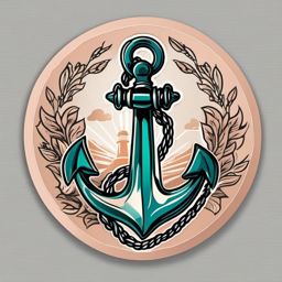 Anchor Sticker - Nautical anchor illustration, ,vector color sticker art,minimal