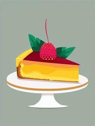 Pineapple Upside-Down Cake Clipart - A slice of pineapple upside-down cake.  color vector clipart, minimal style