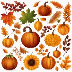 Autumn clipart - autumn decorations with wreaths  