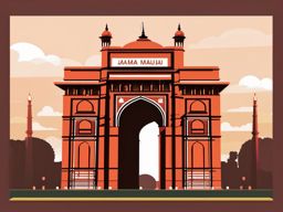 New Delhi clipart - India Gate and Jama Masjid in India, ,color clipart vector style