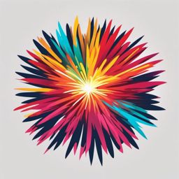Fireworks Sticker - Burst of colorful fireworks, ,vector color sticker art,minimal