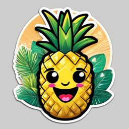 Cheerful Pineapple sticker- Tropical Delight, , color sticker vector art