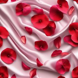 Silk cloth and flower petals all over top view, photo realistic background, hyper detail, high resolution