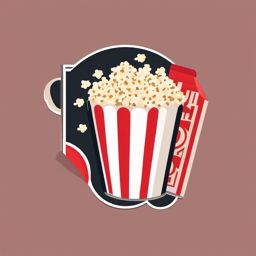 Popcorn box and movie ticket sticker- Movie night essentials, , sticker vector art, minimalist design