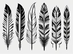 Indian Feather Tattoo Designs - Designs and ideas for feather tattoos inspired by Native Indian culture.  simple vector tattoo,minimalist,white background