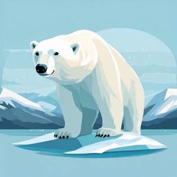 Polar Bear Sticker - A polar bear standing on an icy landscape. ,vector color sticker art,minimal