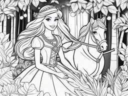 barbie coloring pages - barbie explores a magical forest filled with wonders. 