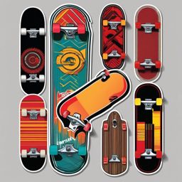 Skateboard Deck Close-Up Sticker - Rolling on wheels, ,vector color sticker art,minimal
