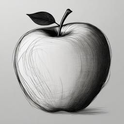 drawing of a apple  minimal rough scribbles,doodles,black and white