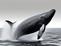 Humpback Whale Clipart - Humpback Whale breaching the ocean's surface , minimal, 2d