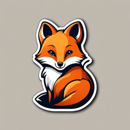 Fox Sticker - A sly fox with a clever grin, ,vector color sticker art,minimal