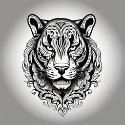 American Traditional Tattoo Panther-Traditional tattoo style featuring classic elements with a panther motif.  simple color tattoo,white background