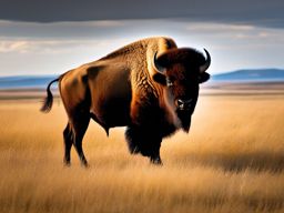 Bison Clipart on the Plains,Bison on the sweeping plains, symbol of strength, endurance, and unity. 